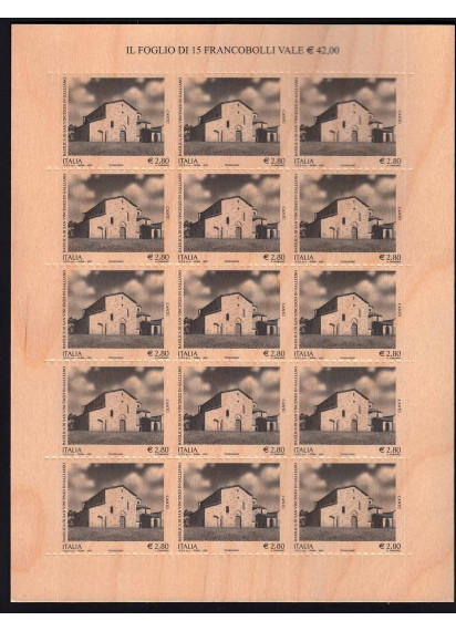 2007 - Italia foglietto composto da 15 francobolli in legno Basilica di San Vincenzo